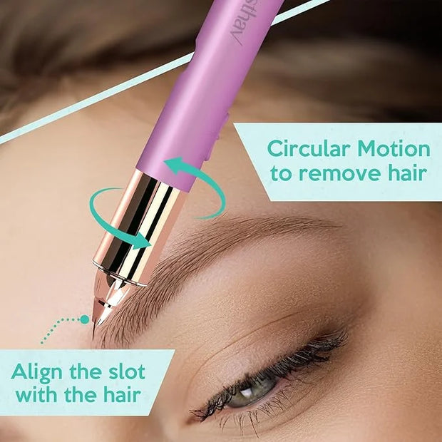 2-in-1 Portable Rechargeable Painless Eyebrow Trimmer & Facial Hair Remover, removes eyebrow, face, lips and body hair for...