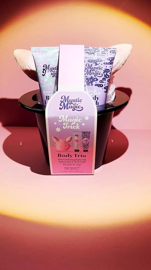 MAD BEAUTY Mystic Magic Rabbit in the Hat Body Trio, 3-in-1 Bath Kit: Exfoliating Loofah, Body Lotion, & Body Wash, Gorgeo...