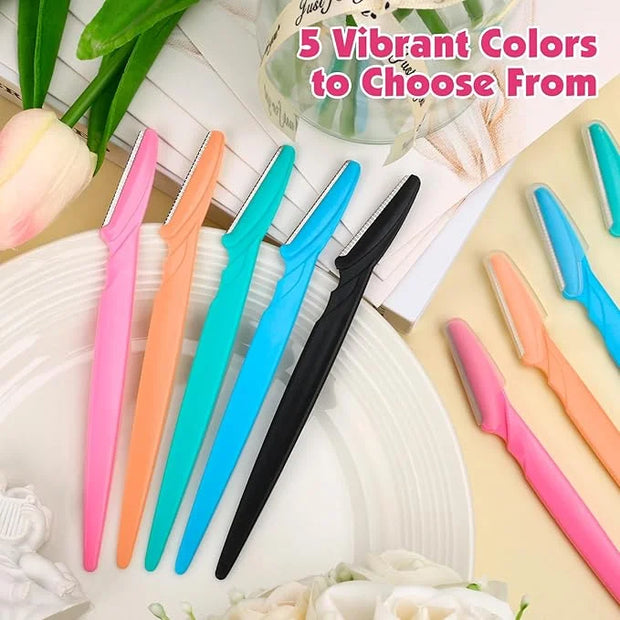 100 Pcs Eyebrow and Face Razors for Women and Men, Multi-Color Hair Trimmers with Protective Covers, Safe and Newbie-Frien...