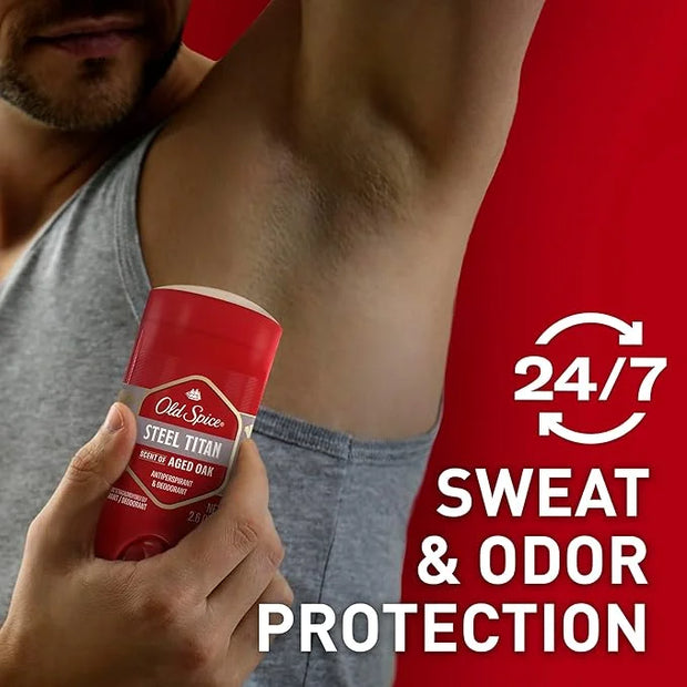 Old Spice Antiperspirant Deodorant for Men, 24/7 Sweat & Odor Protection, 24/7 Lasting Freshness, Invisible Solid, Steel T...