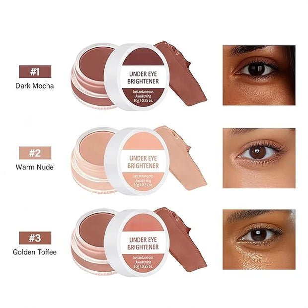 4 Colors Under Eye Brightener, Conceal & Brighten Dark Circles, Nourishing Waterproof Under Eye Cream Pot Concealer Full C...