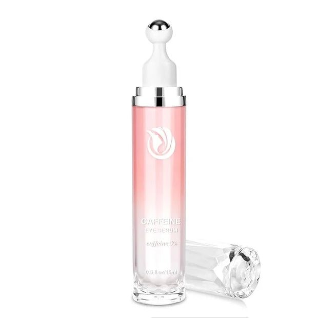 5% Caffeine Eye Serum, Cream with 360°Massage Ball for Dark Circles, Puffiness and Fine Lines, 0.5 fl.oz Under Eye Roller ...