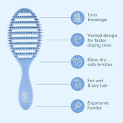 Wet Brush Speed Dry Hair Brush - Sky Blue - Vented Design and Ultra Soft HeatFlex Bristles Are Blow Dry Safe With Ergonomi...
