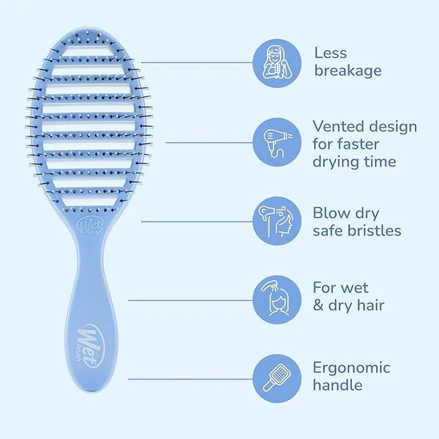 Wet Brush Speed Dry Hair Brush - Sky Blue - Vented Design and Ultra Soft HeatFlex Bristles Are Blow Dry Safe With Ergonomi...