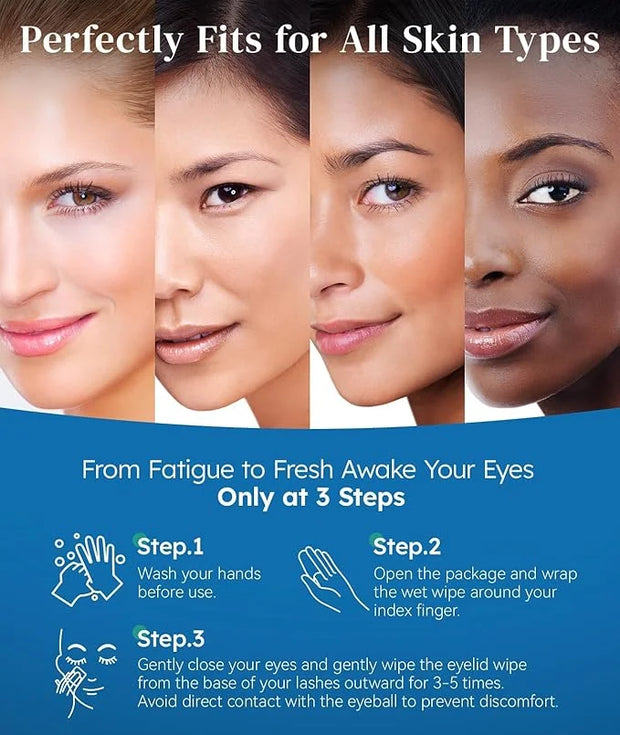60 Packs Eyelid Cleansing Wipes for Dry Eye & Blepharitis + 30 Packs Steam Eye Masks Lanvender - Product Image