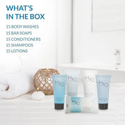 H2O Therapy Hotel Soaps & Toiletries Bulk Set | 1-Shoppe Amenities Kit | 0.85oz Shampoo & Conditioner, Body Wash, Lotion, ...
