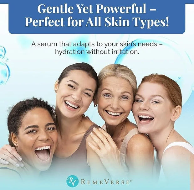 RemeVerse Hyaluronic Acid Serum with Vitamin C & Green Tea Extract - 100% Pure Formulation for Face, Lips & Décolleté - In...