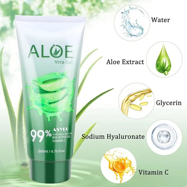 200x2 ML Aloe Vera Gel – 99% Organic Pure Aloe Vera Hydrating Face & Body Moisturizer, Natural Aloe Cream for Dry Skin, Su...