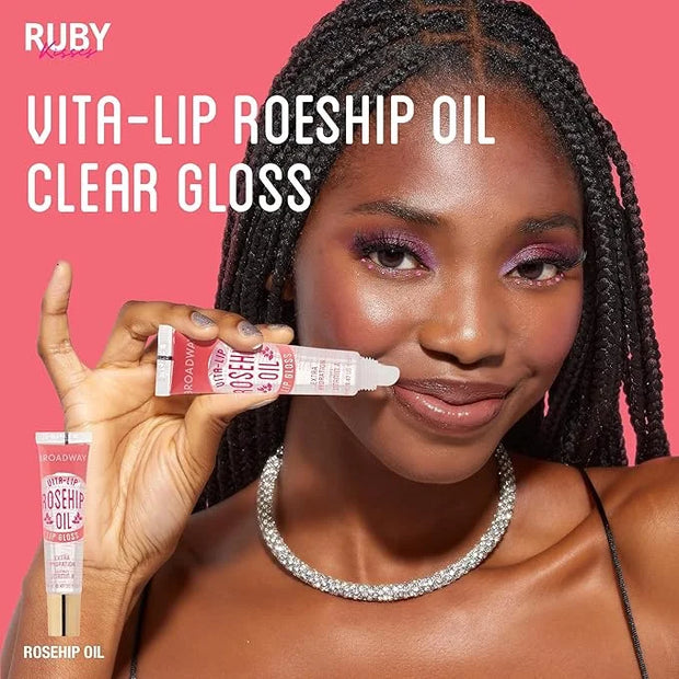 Ruby Kisses Broadway Vita-Lip Clear Lip Gloss (Rosehip Oil 12 Pack), Ultra-Hydrating & Soothing Formula with Vitamin Oils,...