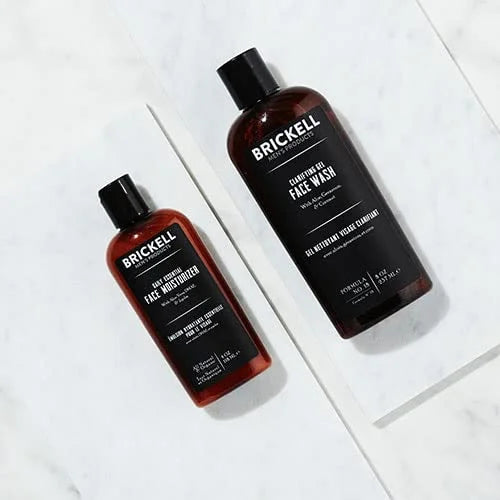 Brickell Men's Daily Essential Face Care Routine I, Gel Facial Cleanser Wash and Face Moisturizer Lotion, Natural and Orga...