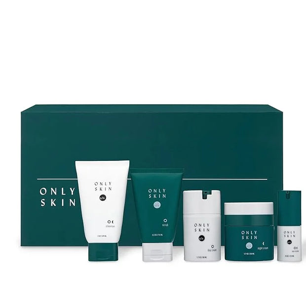 Premium Skin Care Kit, 5 Piece Kit Includes: Facial Cleanser, Exfoliating Scrub, Moisturizing Day Cream, Renewing Night Cr...