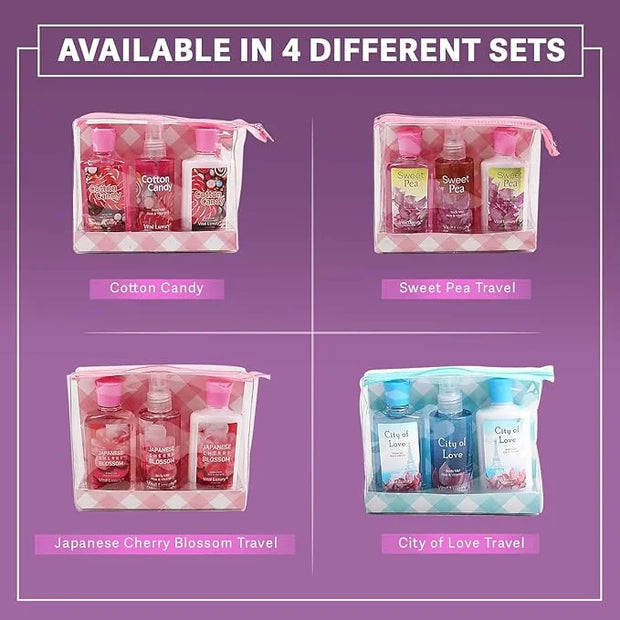 Bath & Body Care Travel Set - Home Spa Set with Body Lotion, Shower Gel and Fragrance Mist, Personal Body Care Travel Set ...