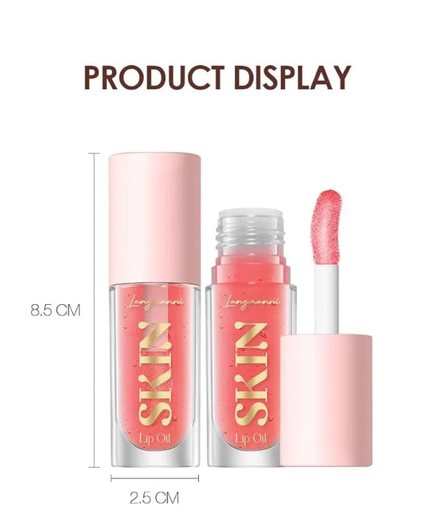 Big Brush Head Lip Glow Oil Plumping Tint, Tinted Lip Balm Transparent Lip Care, Moisturizing Non-sticky Fresh Shiny Textu...