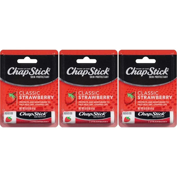 Chapstick Lip Balm-Classic Strawberry 3 Pack