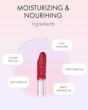 VIDIVICI Millennial Lip Oil #03 Merry Rose - Non-Sticky Dewy Gloss for Moisturized & Voluminous Lips - Natural Rosy Red Co...