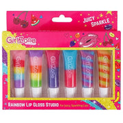 GirlZone Rainbow Fruity Lip Gloss Makeup Set for Kids and Girls, Fabulous Lip Balm Set for Kids with 6 Fruit Scented Lip G...