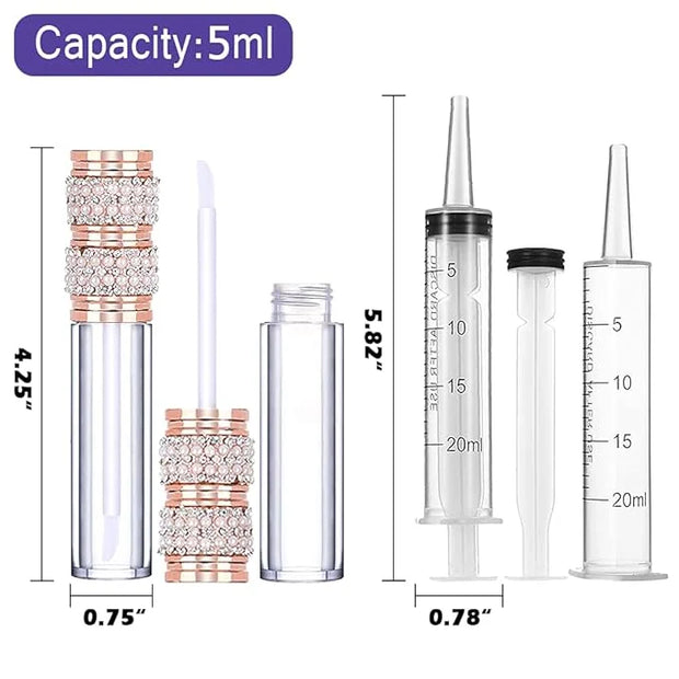 AMORIX 24 Pack Pearl Diamond Lip Gloss Tubes with Wand 5ml Empty Lip Gloss Containers Lipgloss Bottles with Stoppers + 2pc...