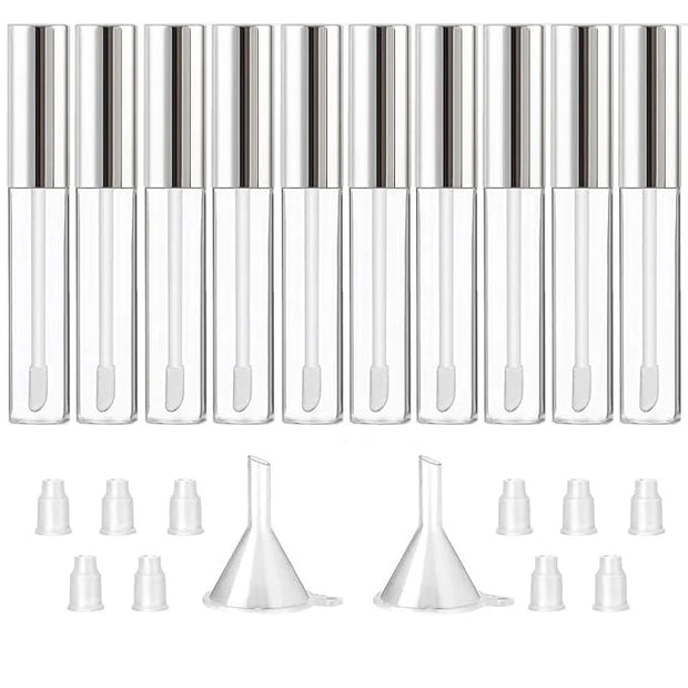 GTHER 10PCS 10ML Empty Lip Gloss Containers Tube with Wand, Refillable Lip Balm Bottles, Lipstick Sample Container and Fun...