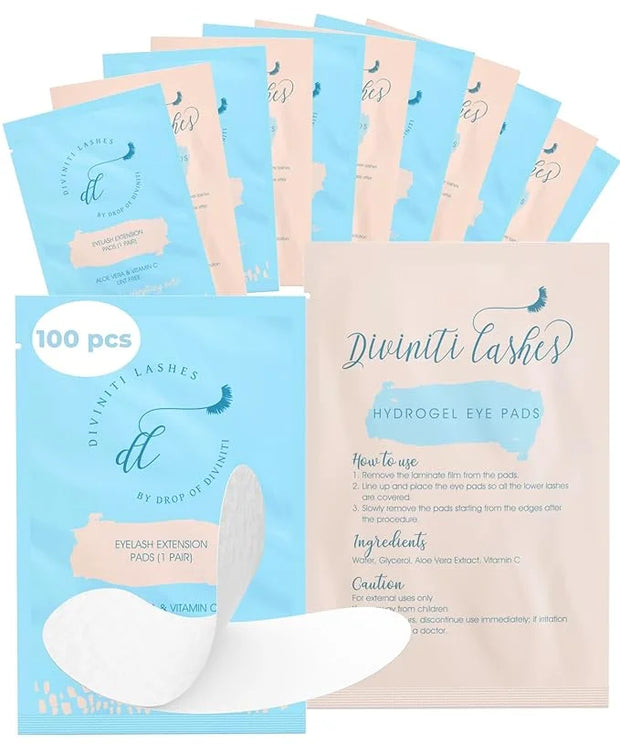 100 Pairs Under Eye Gel Pads Lash Extensions - Lash Supplies for Eyelash Extension Supplies - Hydrogel Under Eye Patches f...