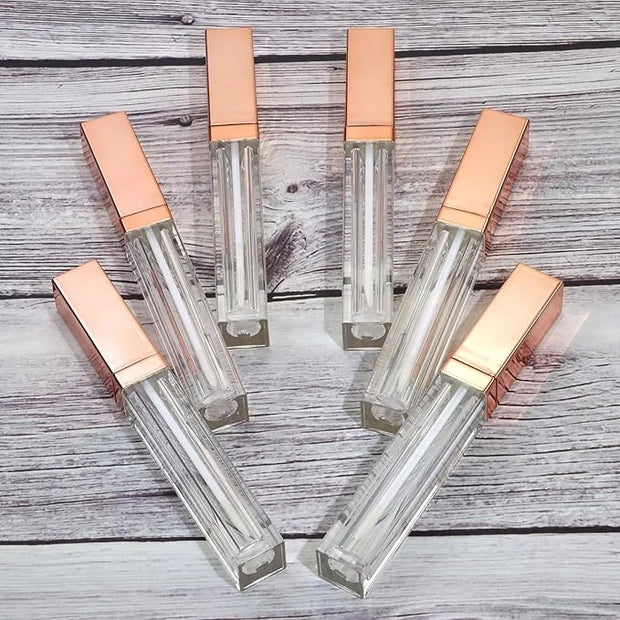 Mini Skater 6pcs 5ML Clear Empty Lip Gloss Tubes With Wand Reusable Refillable Travel Dispenser Bottle Vial With Rubber St...