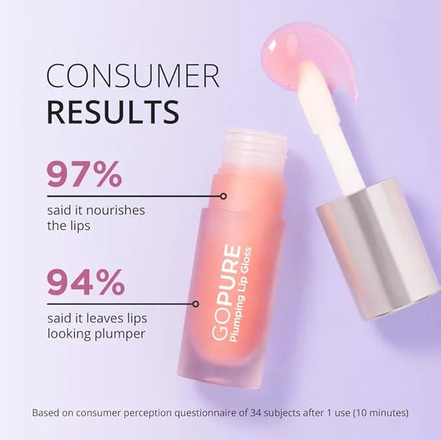goPure Lip Plumper – Plumping lip gloss formula with Hyaluronic Acid & Peptides, moisturizing, volumizing, smooths the loo...