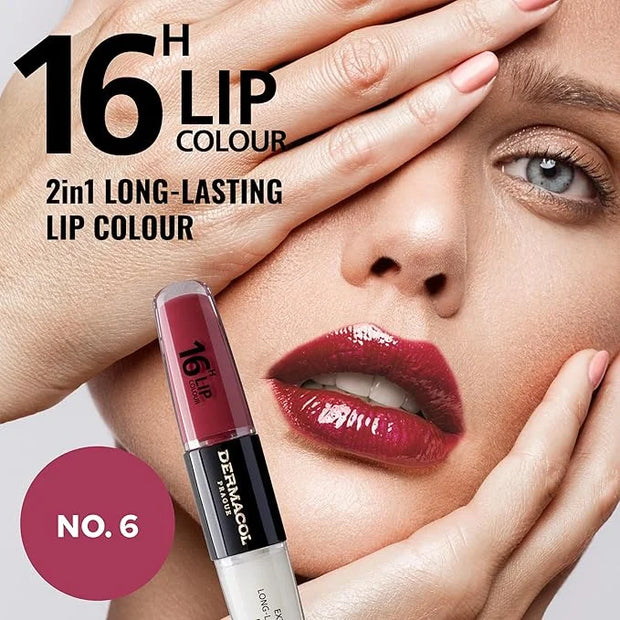 Dermacol NEW 16-Hour Lip Colour, Highly Pigmented Glossy Lip Stain, Two-Phase Lip Plumper Gloss, Kissproof Lip Makeup Prod...