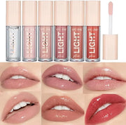 6PCS Lip Oil Light Lipgloss Set, Moisturizing Hydrating Lip Glow Oil Lip Gloss Kit High Shine Lip Plumping Glass Finish Li...