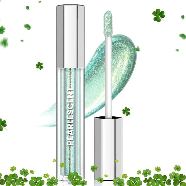 Green Glitter Lip Gloss Liquid Lipstick, Diamond Shimmer Metallic Sparkly Iridescent Chameleon Lip Gloss Gift for Women, L...