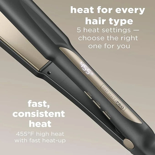 INFINITIPRO BY CONAIR Tourmaline Ceramic Flat Iron, 1 1/4-inch Digital Hair Straightener - Product Image