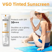 VGO Tinted Sunscreen for Face SPF 50, Hydrating Sun Essence Face Sunscreen Leaves No Sticky Feeling Travel Size Sunscreen ...