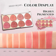8 Colors Blush Palette, Smooth Blendable Powder Blush, Buildable Facial Cheek Blusher, Matte Blush Palette Makeup For Wome...