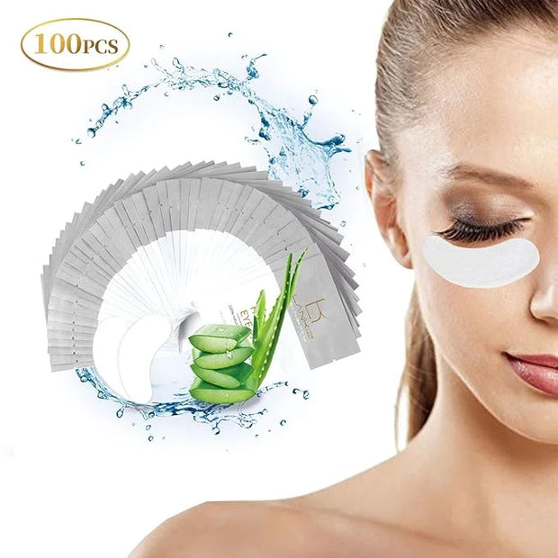 LANKIZ 100 Pairs Under Eye Gel Pads for Lash Extensions, 100% Natural Plant Extract, Collagen Hydrogel, Lint-Free, Moistur...
