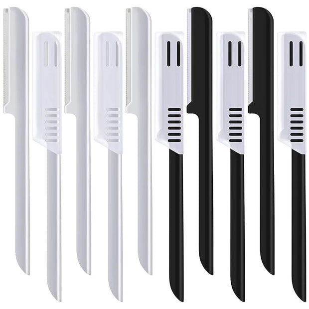 10 Pieces Eyebrow Razor for Women Facial Shaver Razor Brow Shaper Eyebrow Trimmer Dermaplaner Shaping Tool with Cover (Sil...