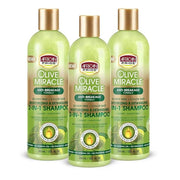African Pride Olive Miracle Shampoo & Conditioner 2 in1 Formula (3 Pack) enriched with tea tree and olive oil to moisturiz...