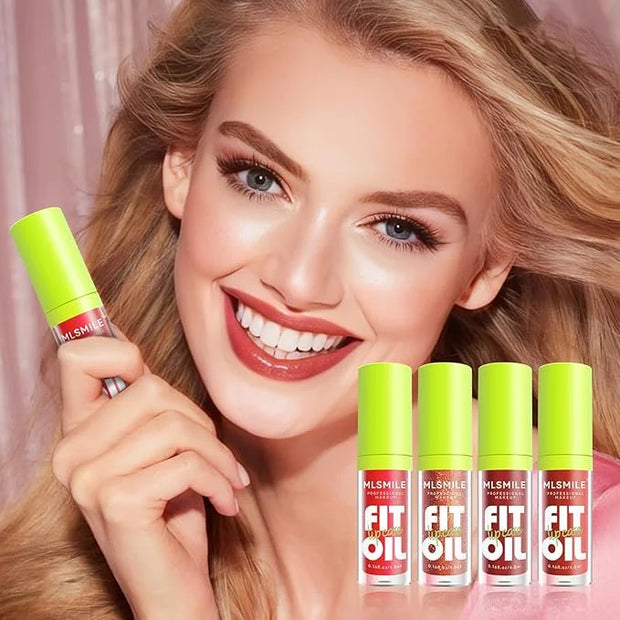 4 Colors Fat Oil Lip Gloss, Lip Oil Lip Glaze Hydrating Lip Glow Oil Big Brush Head Moisturizing Lip Gloss, Shiny Transpar...