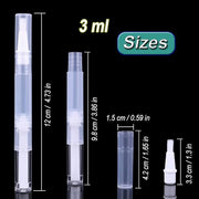 12Pcs 3 ml Empty Nail Oil Pen with Brush Tip, Transparent Twist Pens, Lip Gloss Brush Applicators, Eyelash Growth Liquid T...