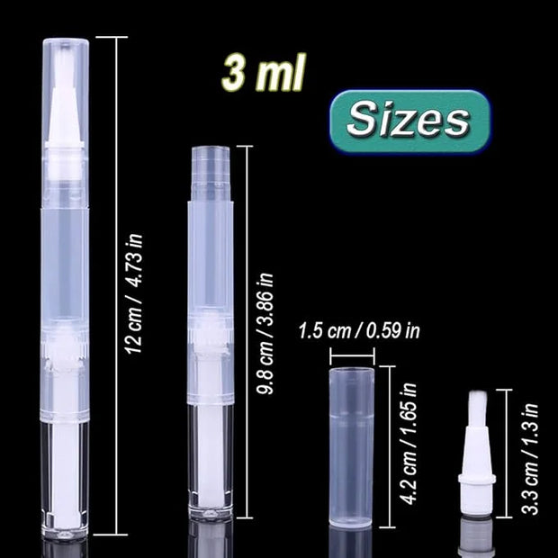12Pcs 3 ml Empty Nail Oil Pen with Brush Tip, Transparent Twist Pens, Lip Gloss Brush Applicators, Eyelash Growth Liquid T...