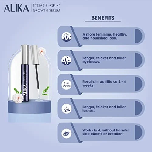 ALIKA Eyelash Growth Serum for Women – Natural & Prostaglandin-Free Lash and Brow Enhancer with Redensyl, Peptides & Bioti...