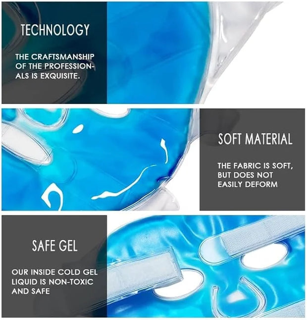 Ice Face Mask Reusable,Cold Hot Compress Gel Ice Facial Mask with Gel Beads,Face SPA for Woman Sleeping Reduce Eye Puffine...