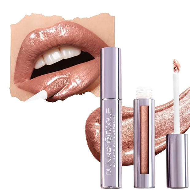 Runway Rogue LuxGloss Lip Gloss, High-Pigment Shimmery Suede Mocha-Nude Lip Gloss, ‘Ready to Wear’ - Product Image