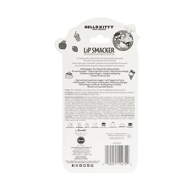 Lip Smacker Sanrio Hello Kitty and Friends 8-Piece Flavored Lip Balm, My Melody, Little Twin Stars, and Chococat, Hydratin...