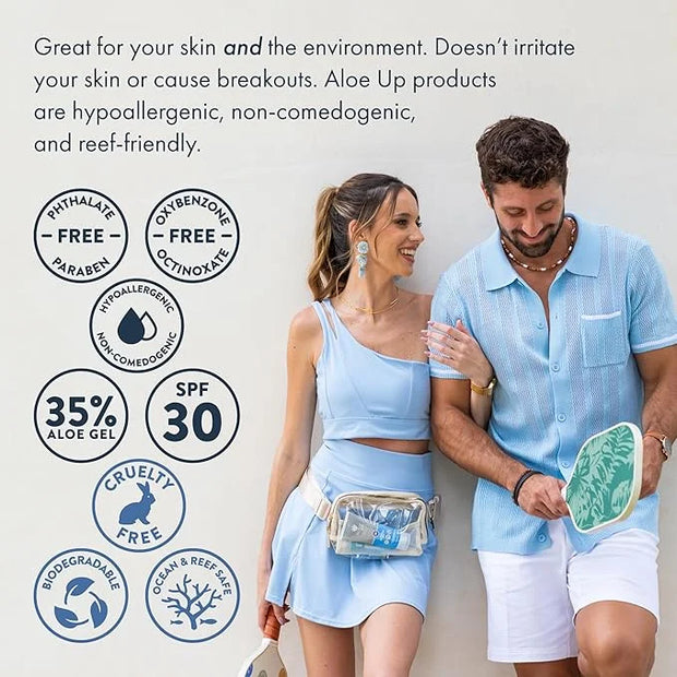 Aloe Up Sport Sunscreen Lotion SPF 30 - Broad Spectrum UVA/UVB Sunscreen Protector for Face and Body - With Hydrating Aloe...