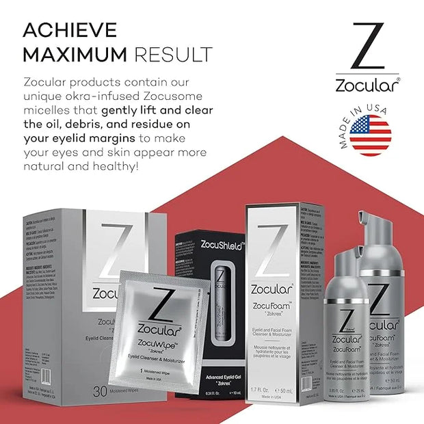 ZocuFoam Eyelid Cleanser - Foaming Eyelid Scrub - Natural pH Balanced Solution - 25mL - Product Image