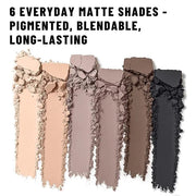 6 Colors Mini Naked Eyeshadow Makeup Palette with Brush Neutral Nude Smoky Eye Shadow Taupe & Brown Matte Make Up Pallet w...