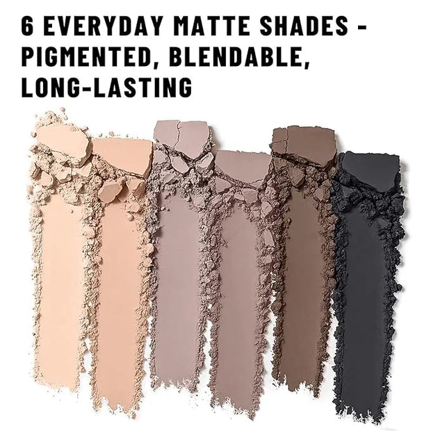 6 Colors Mini Naked Eyeshadow Makeup Palette with Brush Neutral Nude Smoky Eye Shadow Taupe & Brown Matte Make Up Pallet w...