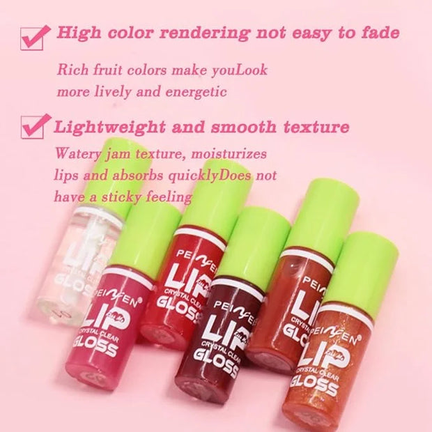 6 Pcs Colorful Fat Lip Oil Hydrating Lip Gloss Set with Long-lasting and Moisturizing Glass Water Lip Stain for Lip Care a...