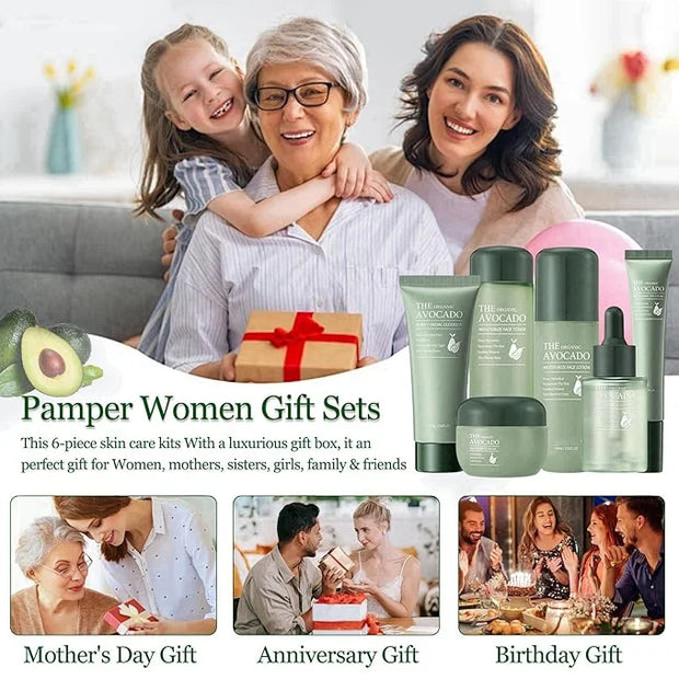 Avocado Skin Care Set, Face Skin Care Set For Women, Skin Care Kit for Women Teens - Cleanser, Toner, Face & Eye Cream, Se...