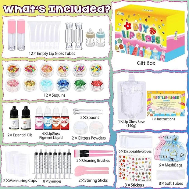 Jcoos Lip Gloss Making Kit, 73PCS DIY Lip Gloss Kit Fun and Soap Making Kit, Soap Making Kit for Adults and Kids, Soap Mak...