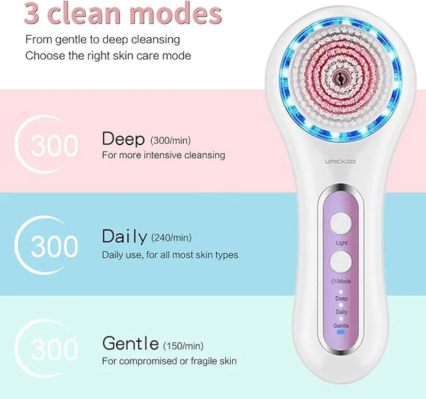 Face Scrubber Exfoliator,Facial Cleansing Brush Rechargeable IPX7 Waterproof with 5 Brush Heads,Electric Face Spin Brush f...