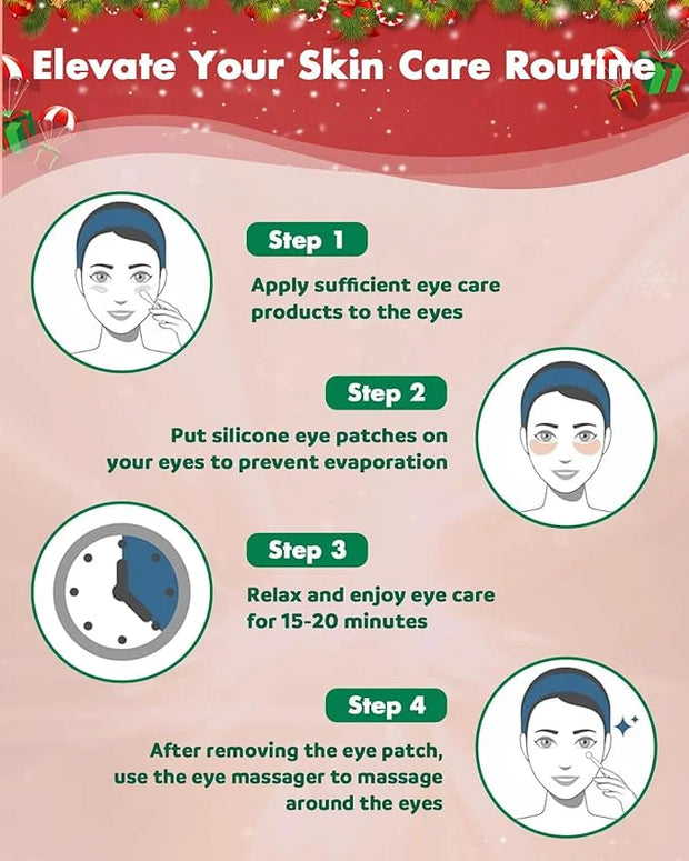 2 Pairs Reusable Under Eye Wrinkle Patches Silicone Mask, Plump Fine Lines & Wrinkles, with Metal Eye Cream Applicator, Ti...